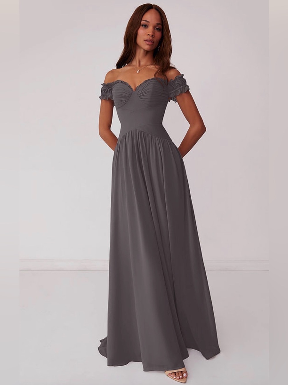 Barbie + Azazie Steel Grey style 1010